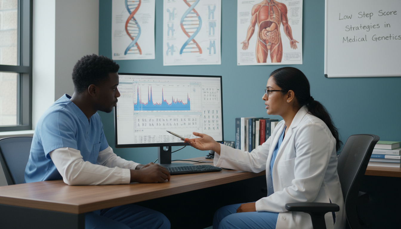 Medical genetics mentor and student reviewing patient cases Medical genetics mentor and student reviewing patient cases - medical genetics residency for Low Step Score Strategies in Med