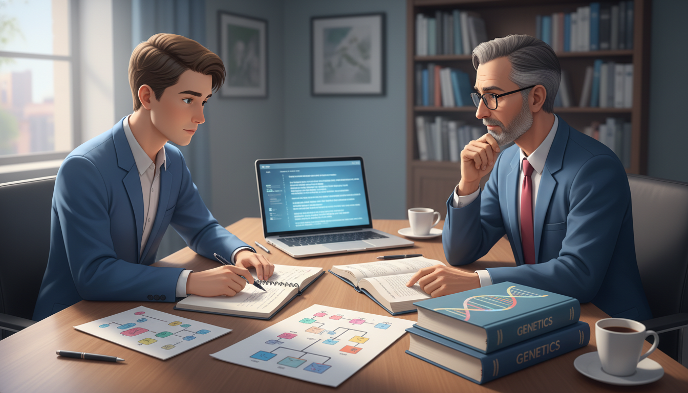 Medical student debriefing with a clinical geneticist after patient encounters - medical genetics residency for Medical Shado