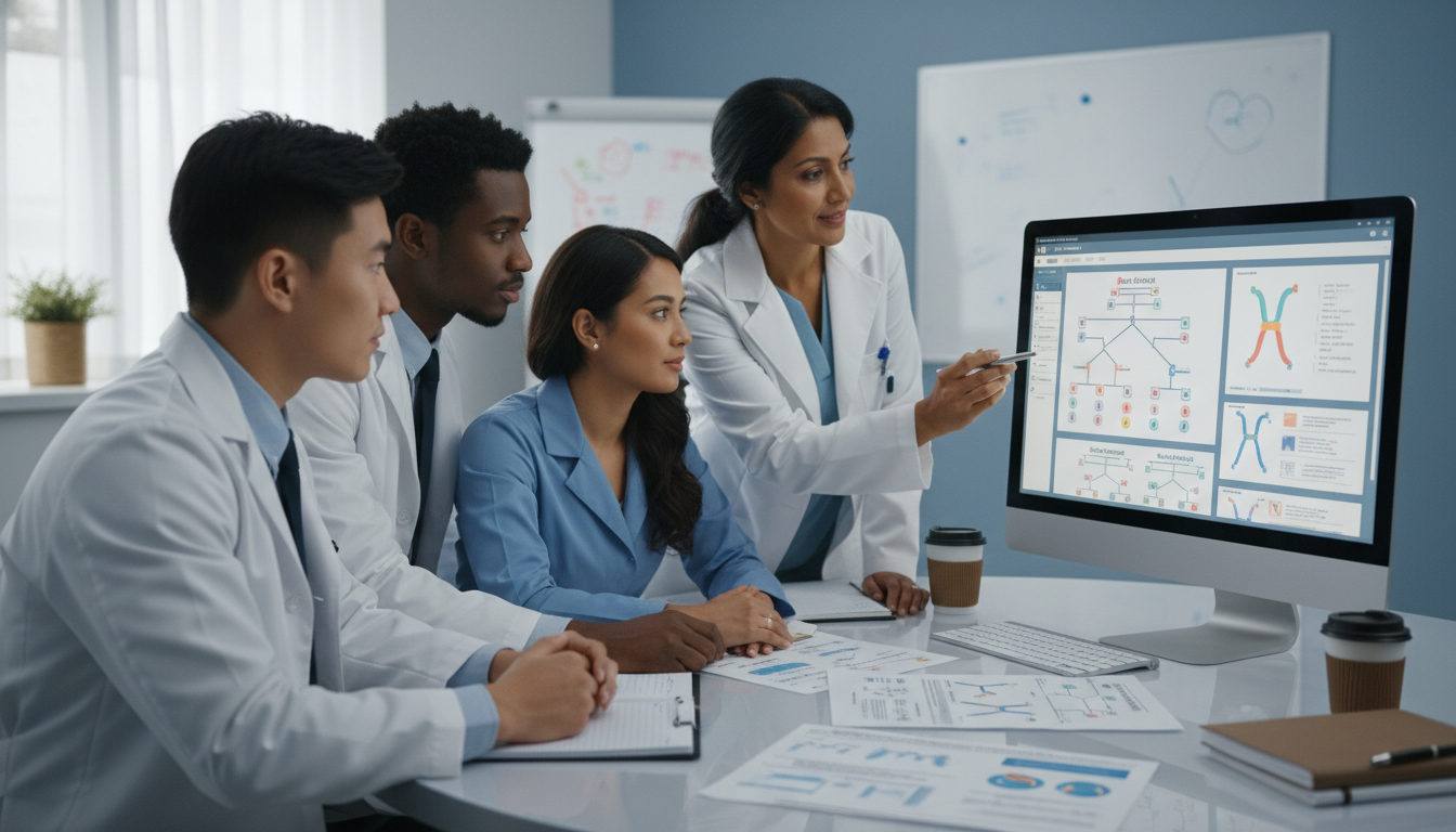 Medical genetics residents in clinic reviewing genetic test results Medical genetics residents in clinic reviewing genetic test results - medical genetics residency for Questions to Ask Program