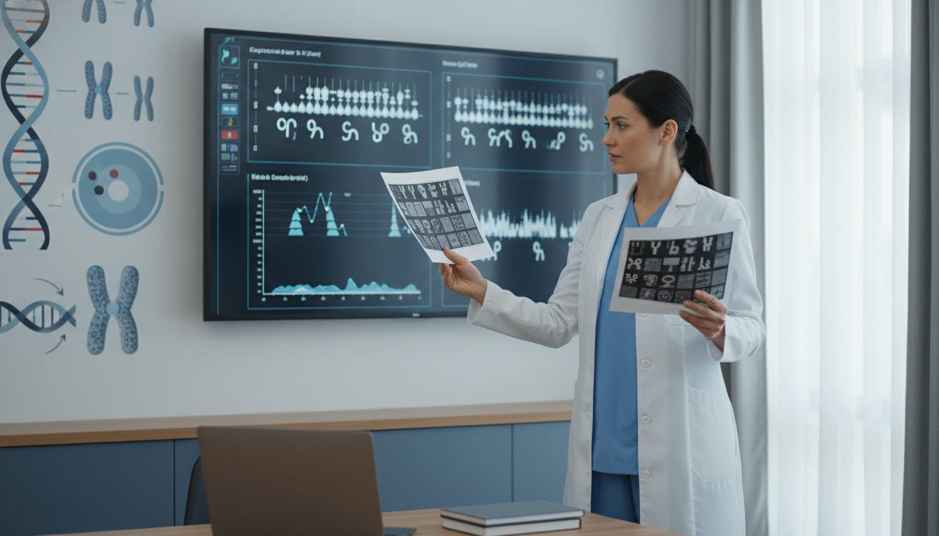 Geneticist interpreting karyotype and chromosomal microarray Geneticist interpreting karyotype and chromosomal microarray - medical genetics residency for USMLE Step 1 Preparation in Med