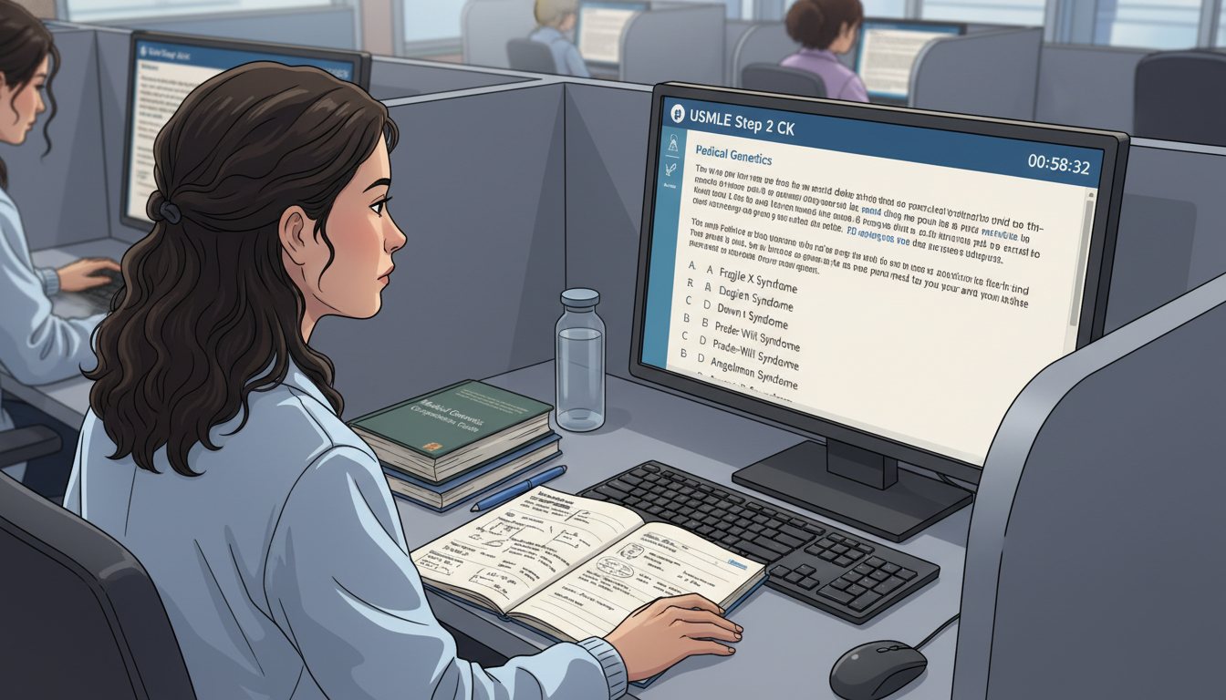 Medical student taking a practice USMLE exam Medical student taking a practice USMLE exam - medical genetics residency for USMLE Step 2 CK Preparation in Medical Genetics