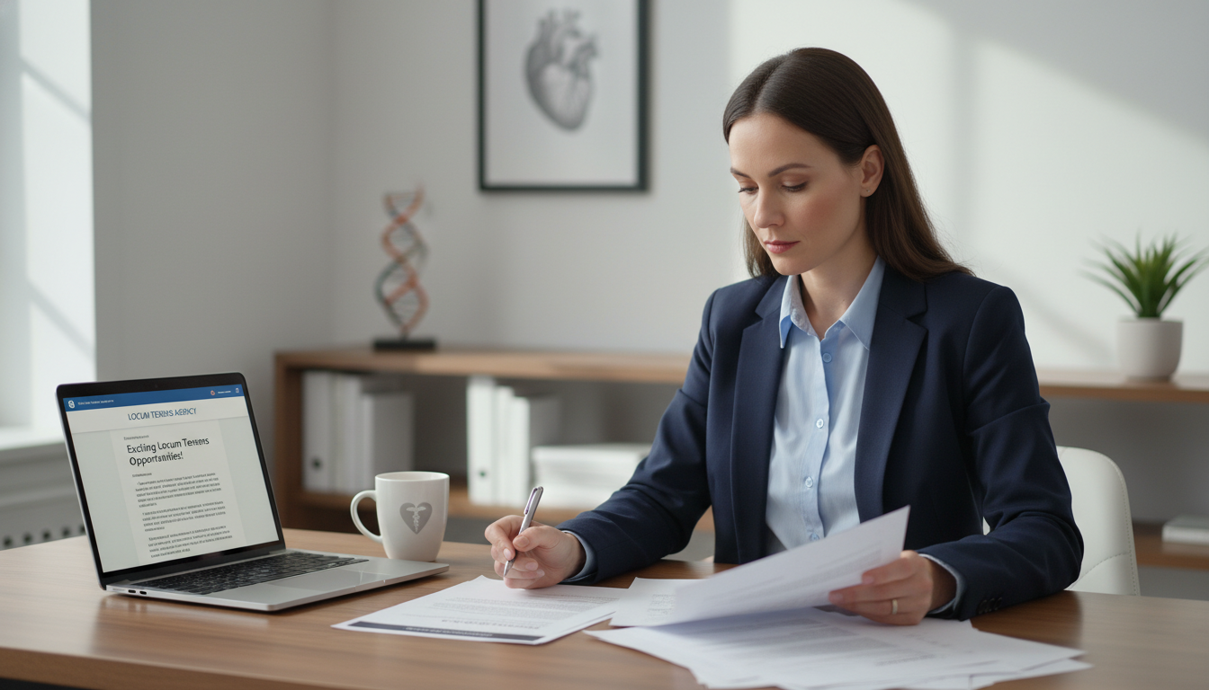 Physician reviewing locum tenens contract for clinical informatics assignment Physician reviewing locum tenens contract for clinical informatics assignment - clinical informatics fellowship for Locum Ten