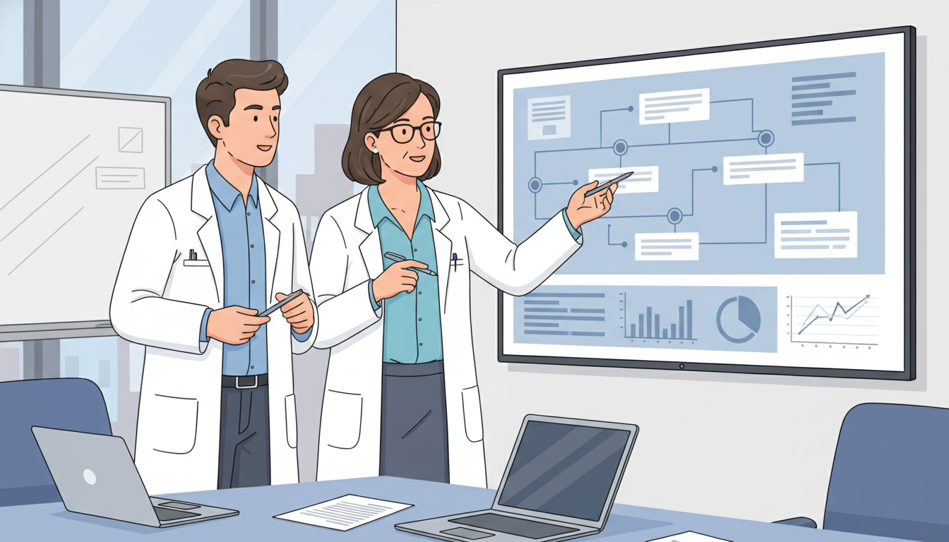 Resident physician collaborating with informatics mentor - clinical informatics fellowship for Low Step Score Strategies in C