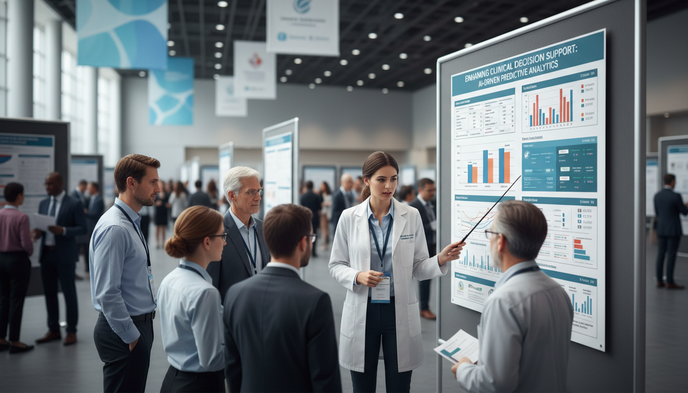 Medical trainee presenting clinical informatics research poster - clinical informatics fellowship for Research Profile Buildi