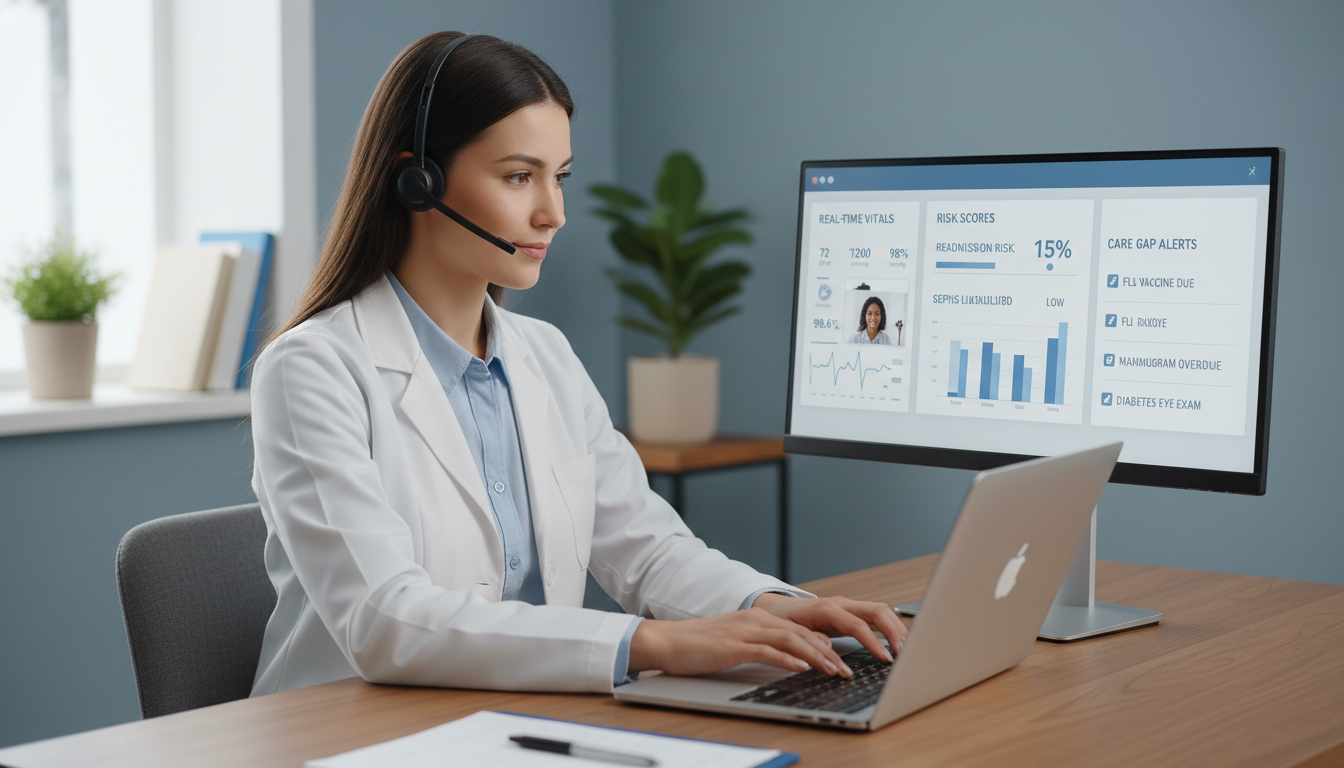 Telehealth physician providing remote care with integrated informatics dashboard Telehealth physician providing remote care with integrated informatics dashboard - clinical informatics fellowship for Teleme