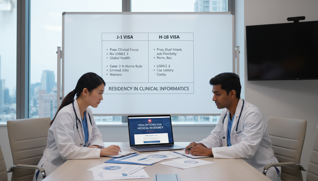 Comparison of J-1 vs H-1B visa options for international medical graduates - clinical informatics fellowship for Visa Navigat