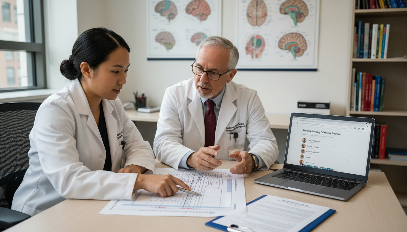 Neurology resident meeting with faculty mentor to discuss fellowship plans Neurology resident meeting with faculty mentor to discuss fellowship plans - neurology residency for Fellowship Preparation i