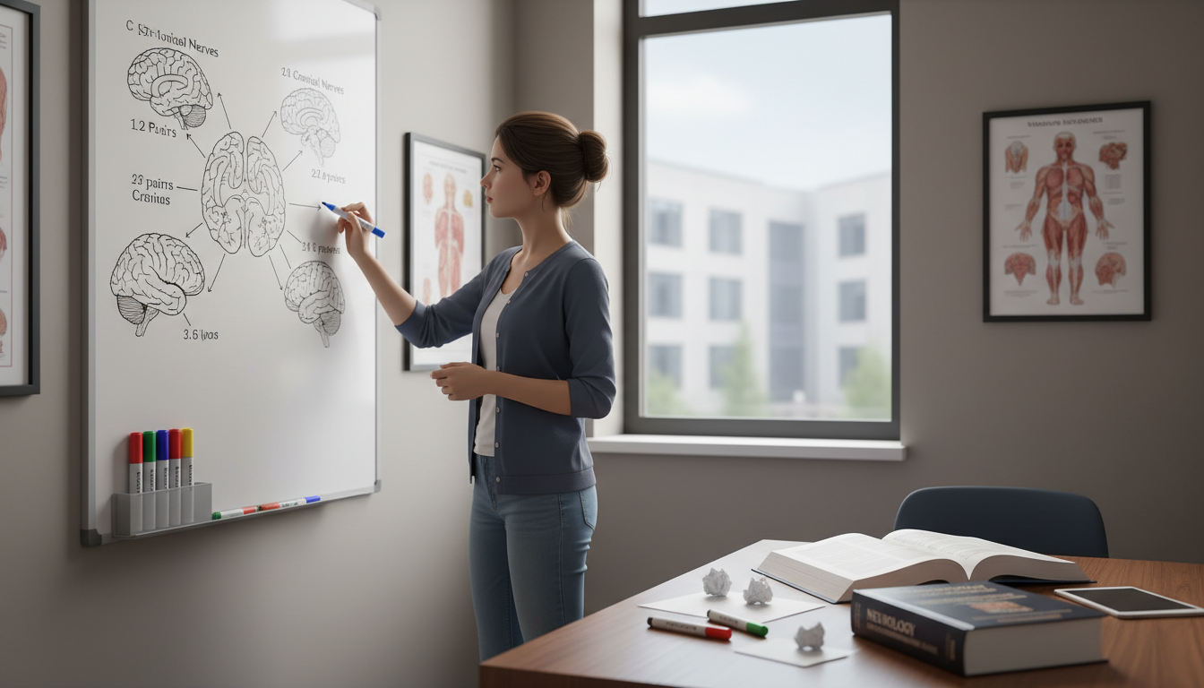 Medical student drawing neuroanatomy on a whiteboard Medical student drawing neuroanatomy on a whiteboard - neurology residency for Surviving First Year of Med School in Neurolog