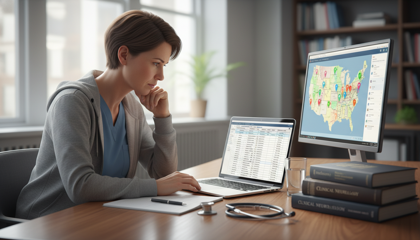 Medical student reviewing neurology residency programs online - neurology residency for Program Selection Strategy in Neurolo