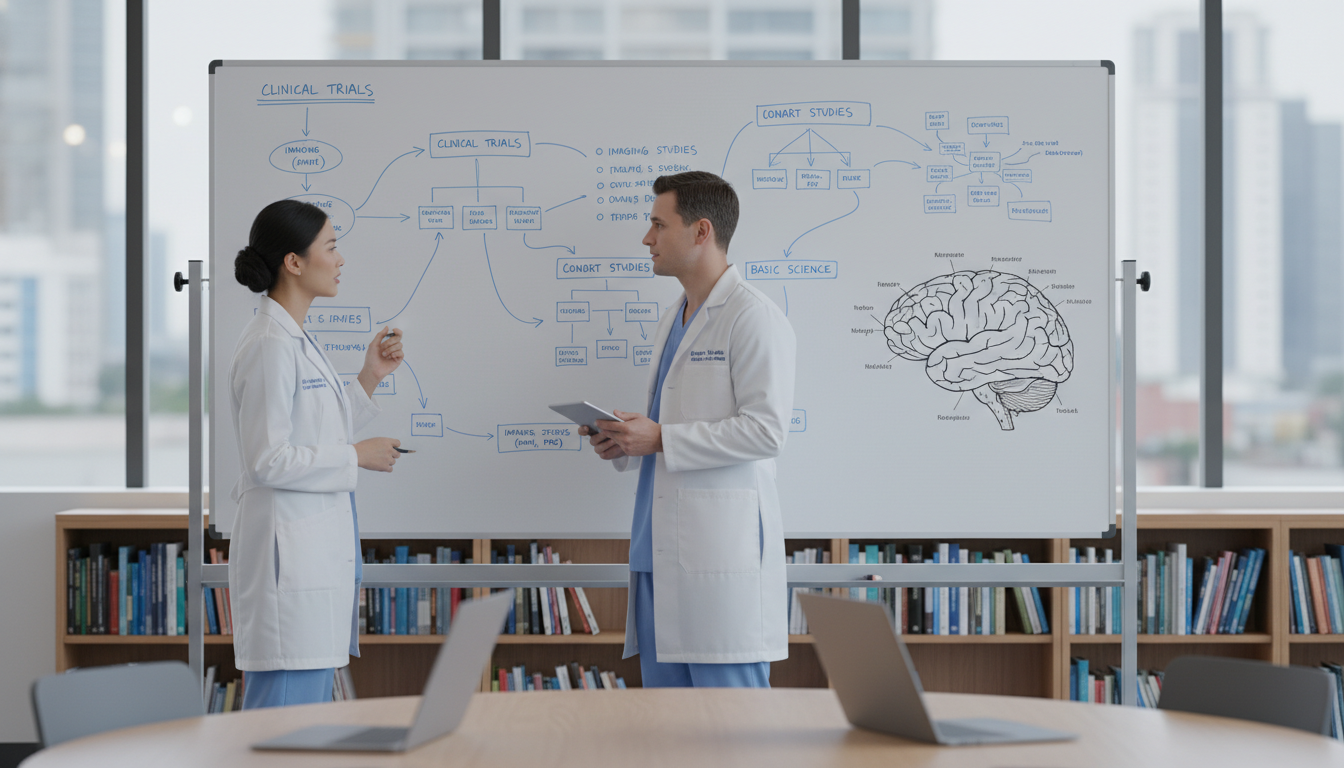 Neurology residents discussing different research modalities Neurology residents discussing different research modalities - neurology residency for Research During Residency in Neurology