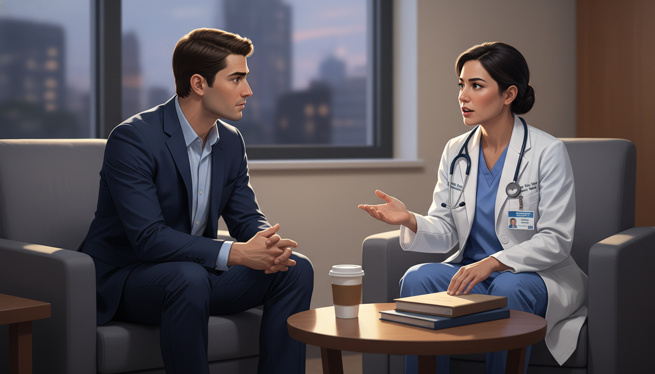 Prospective neurology resident speaking privately with current resident during interview day - neurology residency for Reside