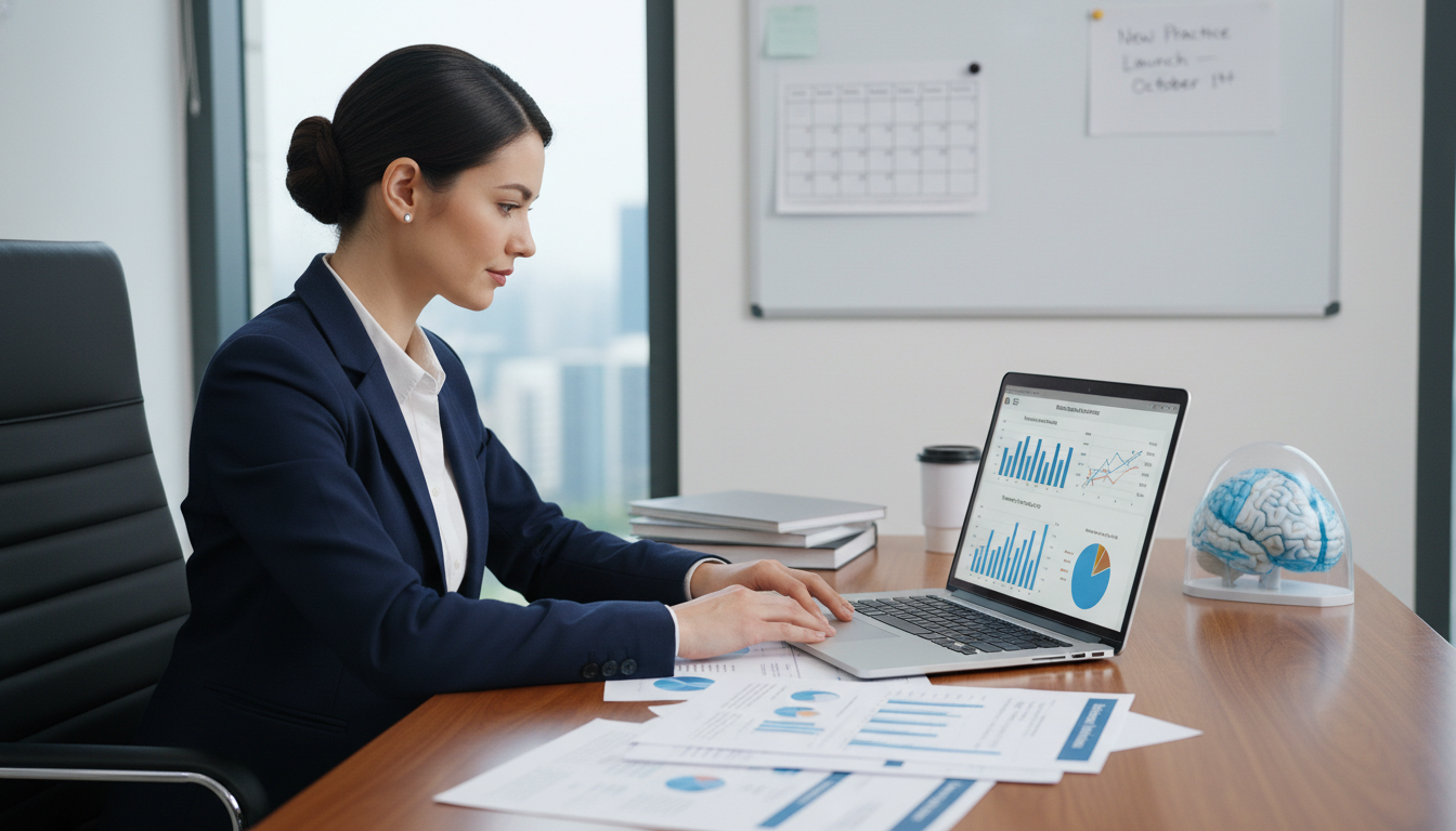 Neurologist reviewing financial and billing reports for private practice Neurologist reviewing financial and billing reports for private practice - neurology residency for Starting a Private Practic