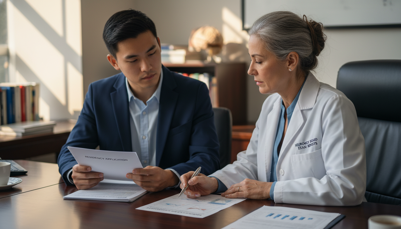 Neurology residency applicant meeting with faculty mentor about low Step scores - neurology residency for Step Score Strategy