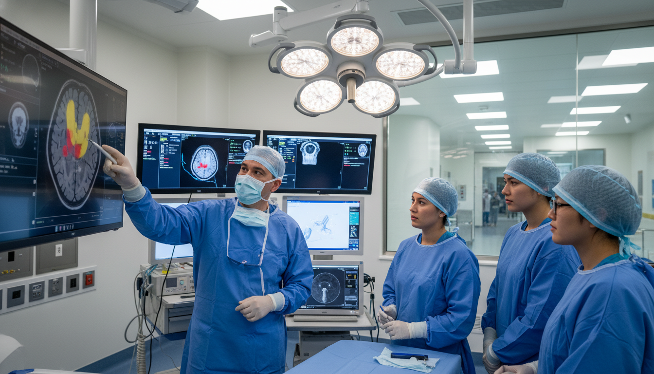 Academic neurosurgeon teaching residents in operating room Academic neurosurgeon teaching residents in operating room - neurosurgery residency for Academic vs Private Practice in Neuro