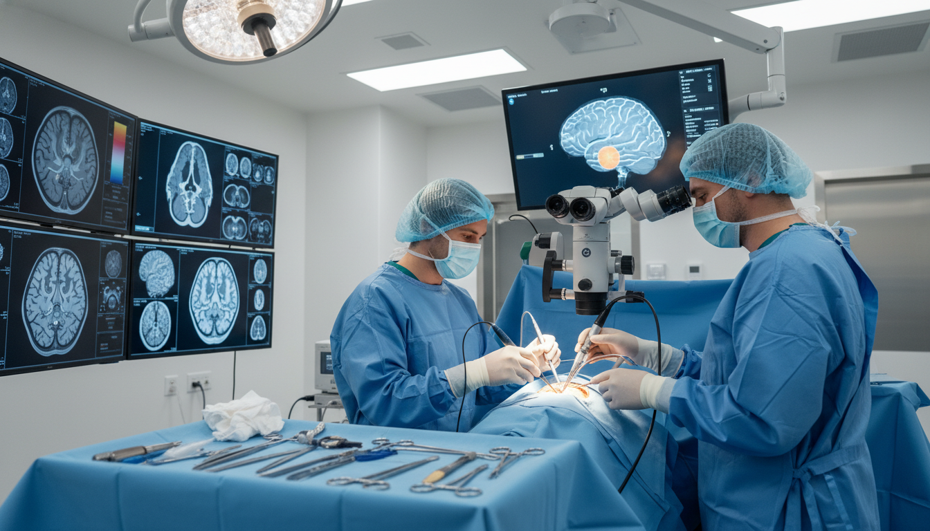 Neurosurgery resident performing brain tumor resection under supervision Neurosurgery resident performing brain tumor resection under supervision - neurosurgery residency for Case Volume Evaluation