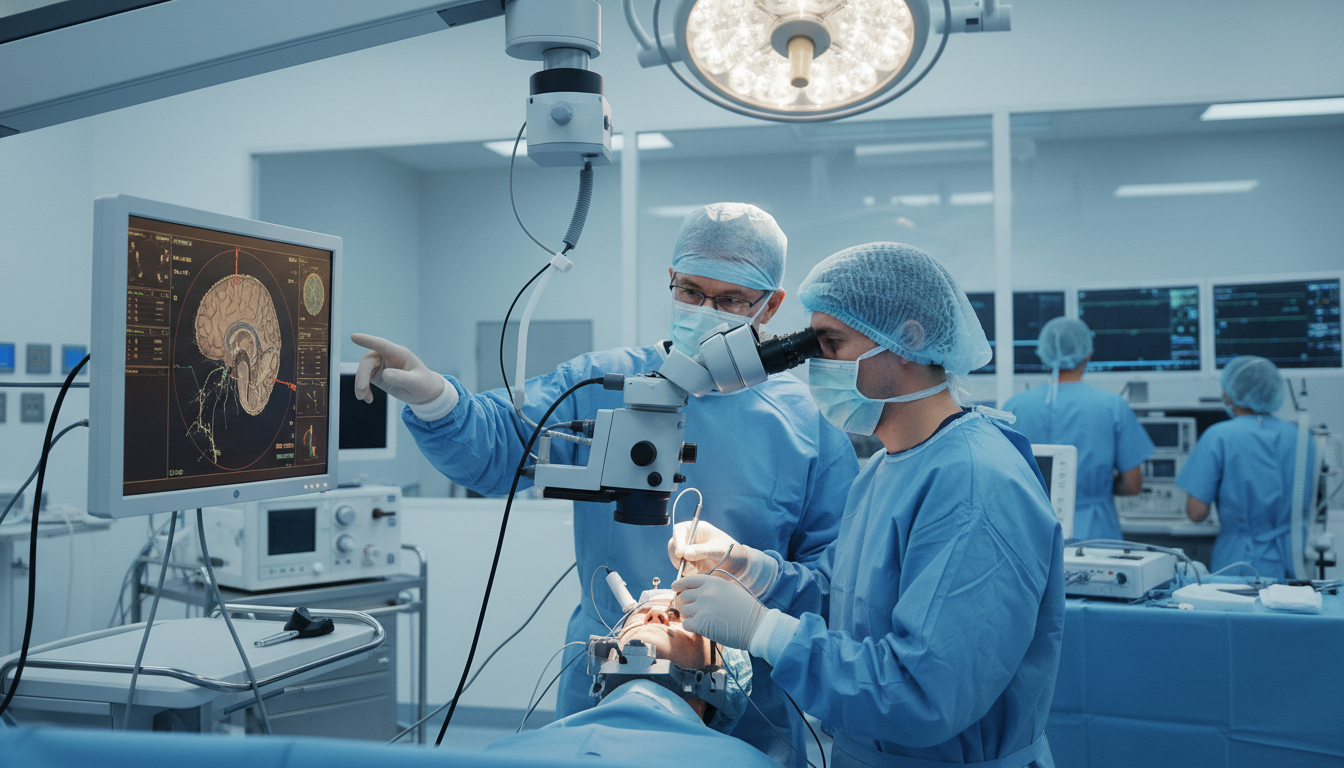 Neurosurgery resident performing a brain operation under supervision Neurosurgery resident performing a brain operation under supervision - neurosurgery residency for Choosing a Medical Specialt