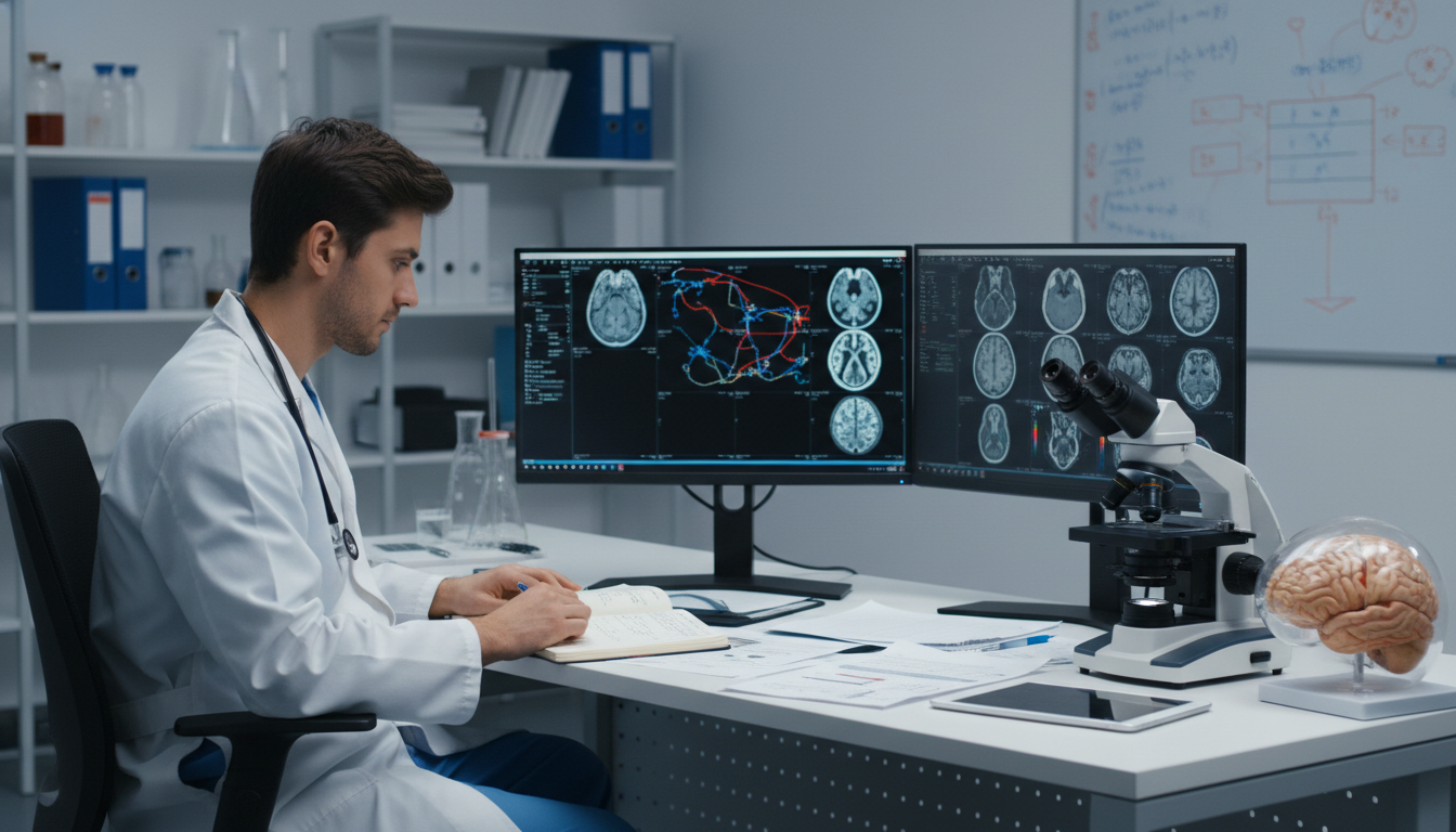 Neurosurgery research fellow analyzing brain imaging for a study Neurosurgery research fellow analyzing brain imaging for a study - neurosurgery residency for Failed Match Recovery in Neuros