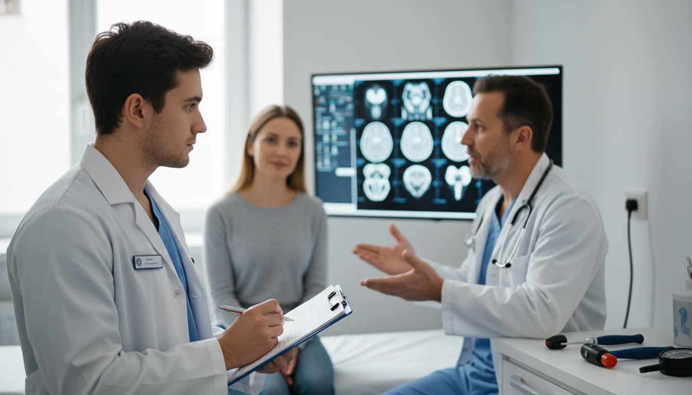 Medical student taking notes during neurosurgery clinic visit Medical student taking notes during neurosurgery clinic visit - neurosurgery residency for Medical Shadowing Experience in Ne