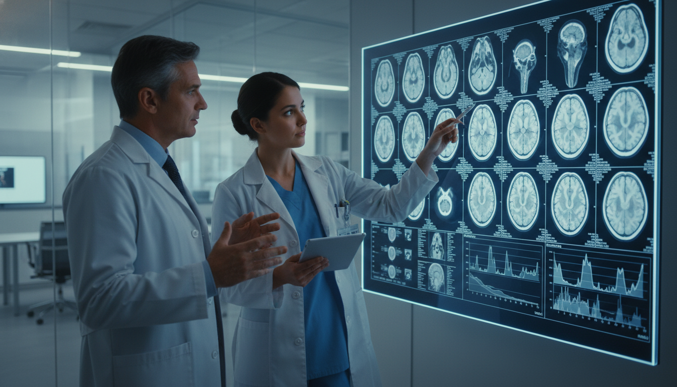 Neurosurgery resident discussing brain imaging and data Neurosurgery resident discussing brain imaging and data - neurosurgery residency for Research During Residency in Neurosurger