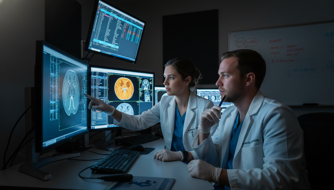 Medical student reviewing PET/CT scans during nuclear medicine rotation Medical student reviewing PET/CT scans during nuclear medicine rotation - nuclear medicine residency for Away Rotation Strate