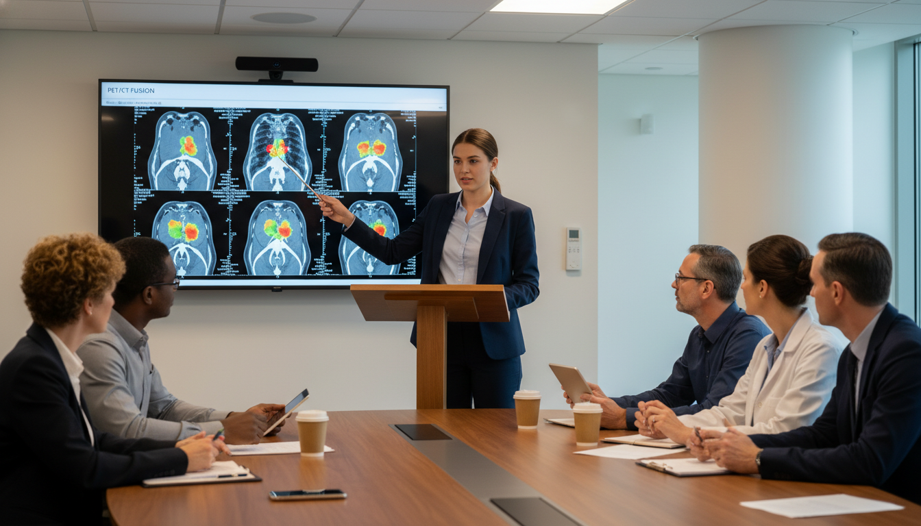 Student presenting nuclear medicine case at multidisciplinary tumor board Student presenting nuclear medicine case at multidisciplinary tumor board - nuclear medicine residency for Away Rotation Stra
