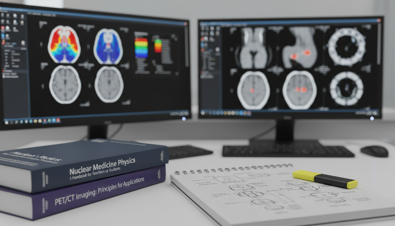 Nuclear medicine physics and imaging textbooks on a desk Nuclear medicine physics and imaging textbooks on a desk - nuclear medicine residency for Board Exam Study Resources in Nucle