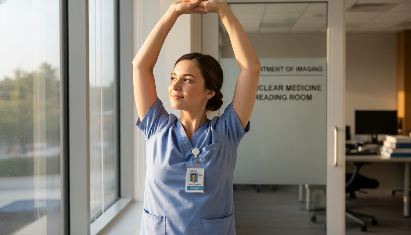 Nuclear medicine resident taking a wellness break with natural light Nuclear medicine resident taking a wellness break with natural light - nuclear medicine residency for Residency Burnout Preve