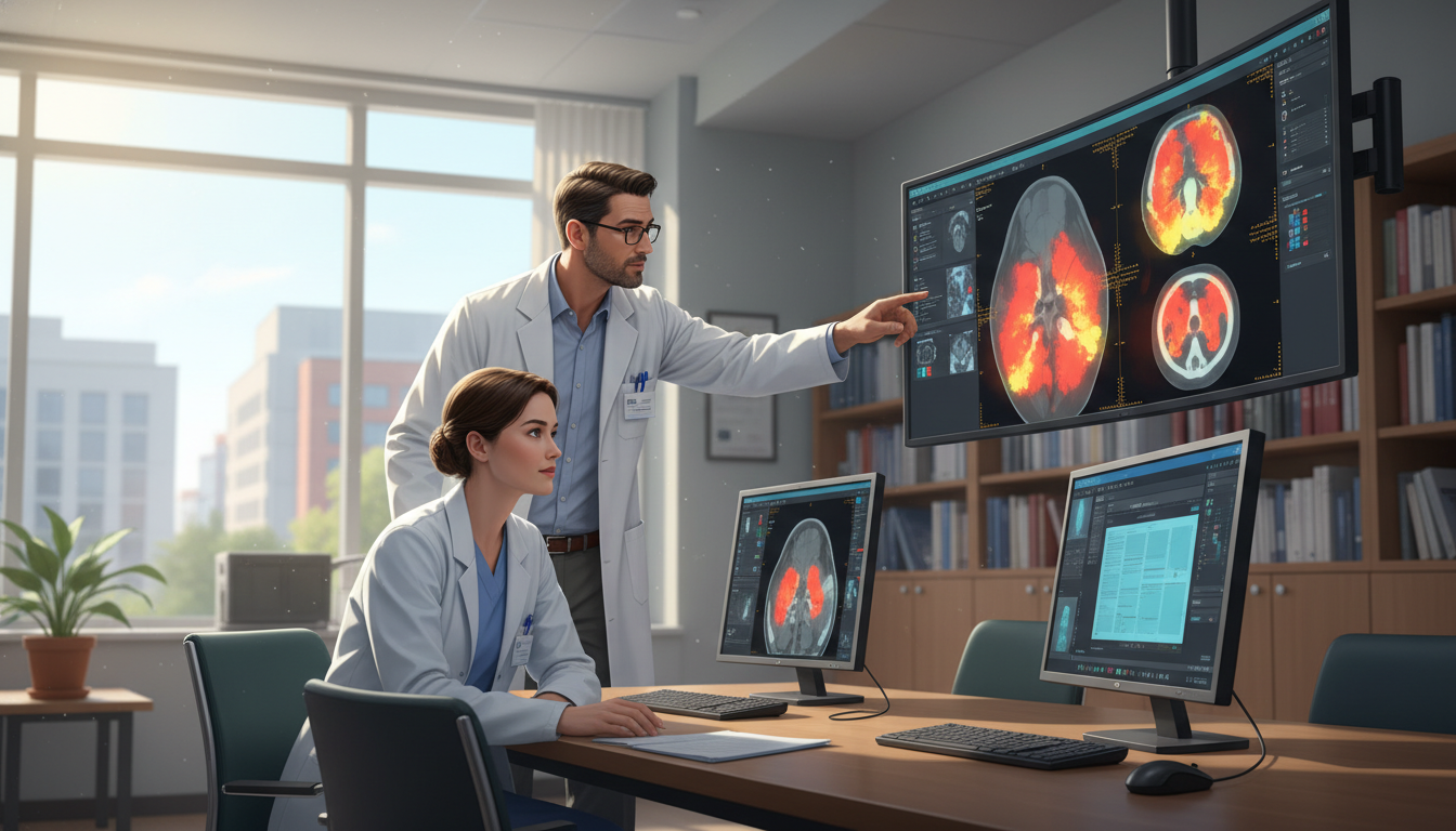 Medical student shadowing a nuclear medicine physician reviewing PET-CT scans Medical student shadowing a nuclear medicine physician reviewing PET-CT scans - nuclear medicine residency for Choosing a Med