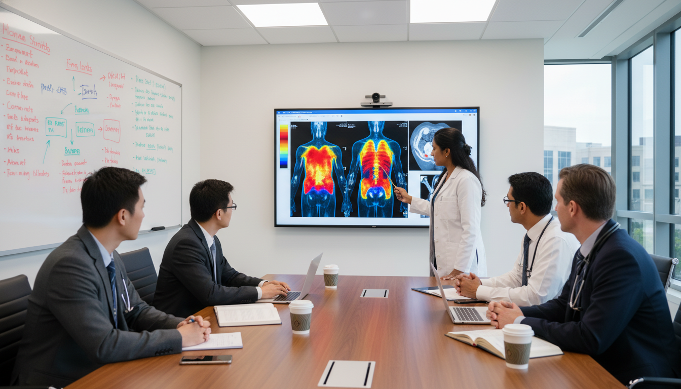 Nuclear medicine residents in a didactic teaching session Nuclear medicine residents in a didactic teaching session - nuclear medicine residency for H-1B Sponsorship Programs in Nucle