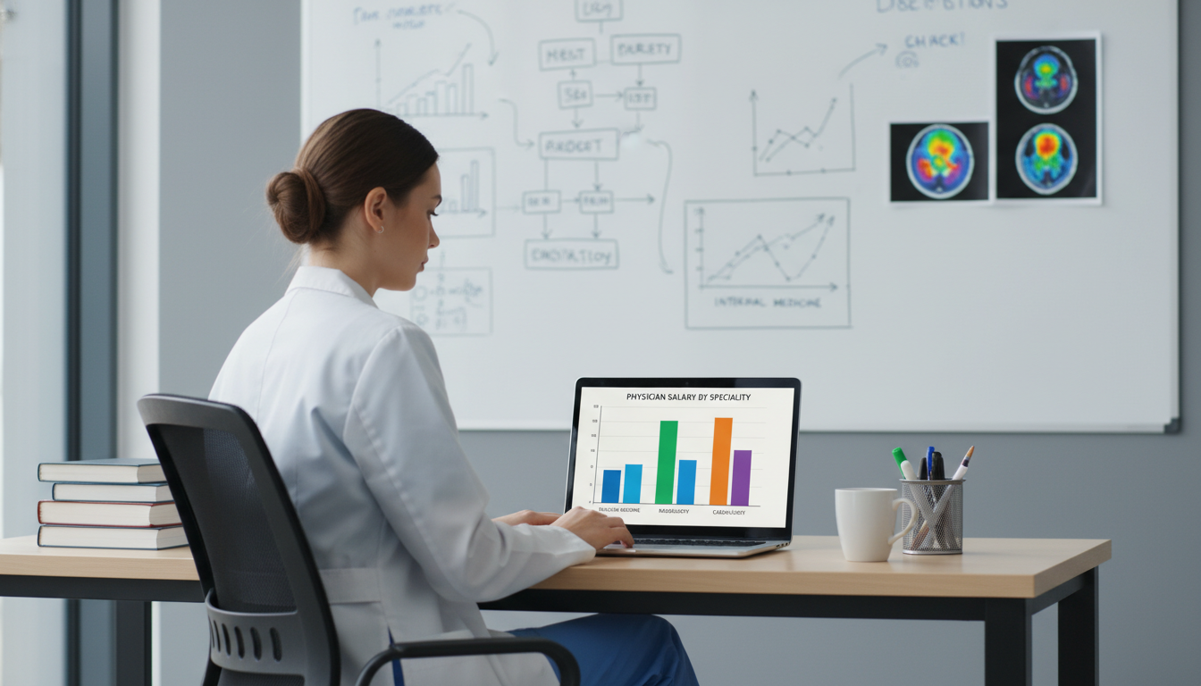 Comparison chart of nuclear medicine salaries against other medical specialties - nuclear medicine residency for Physician Sa