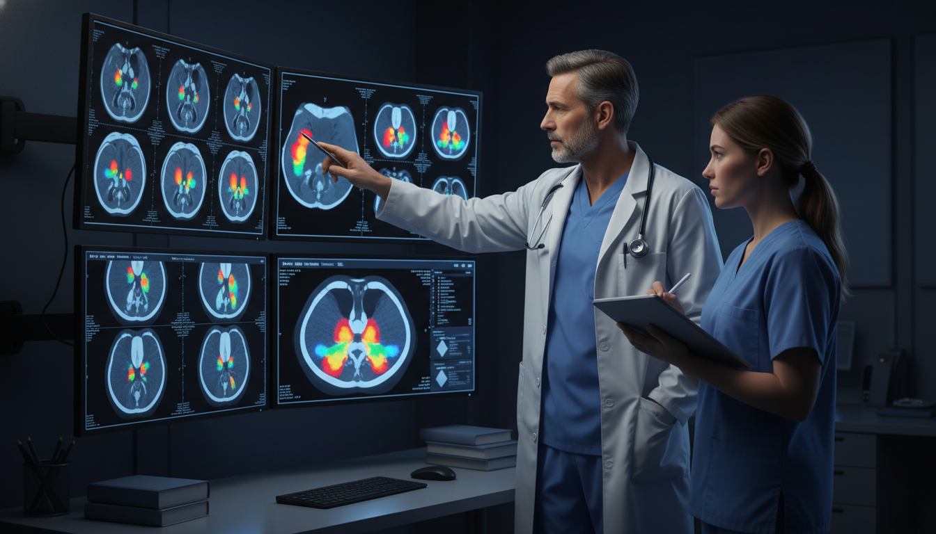 Nuclear medicine resident reviewing PET-CT images with an attending Nuclear medicine resident reviewing PET-CT images with an attending - nuclear medicine residency for Questions to Ask Program