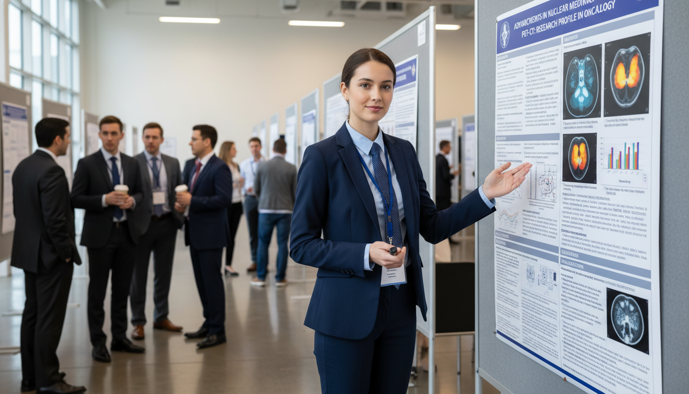 Medical student presenting nuclear medicine research poster Medical student presenting nuclear medicine research poster - nuclear medicine residency for Research Profile Building in Nuc
