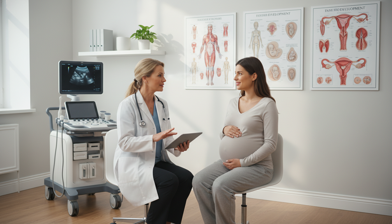 OB GYN physician in a private practice clinic consulting with a patient OB GYN physician in a private practice clinic consulting with a patient - OB GYN residency for Academic vs Private Practice i