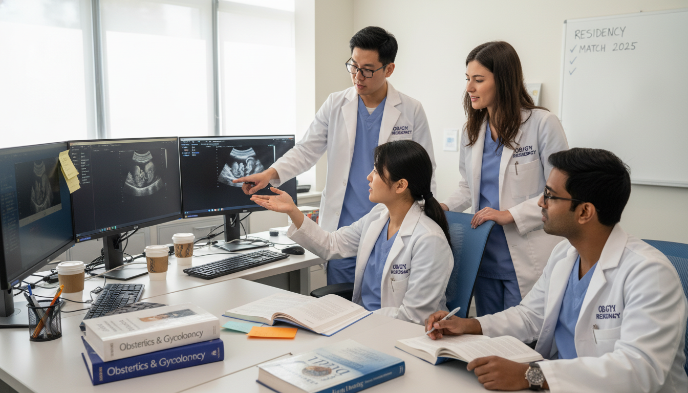 OB GYN residents studying and collaborating OB GYN residents studying and collaborating - OB GYN residency for Choosing a Medical Specialty in Obstetrics & Gynecology: A