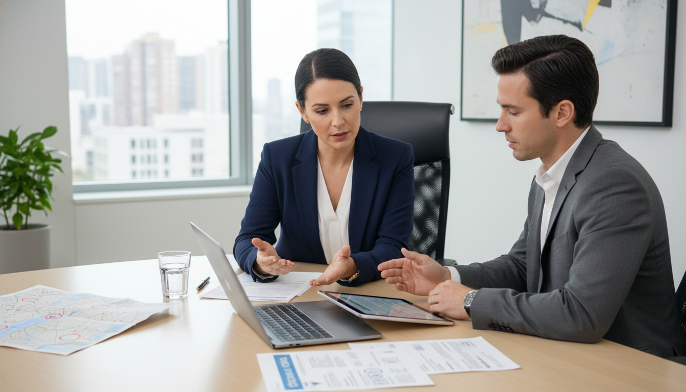 Obstetrician reviewing travel locum tenens contract with recruiter Obstetrician reviewing travel locum tenens contract with recruiter - OB GYN residency for Locum Tenens Opportunities in Obste