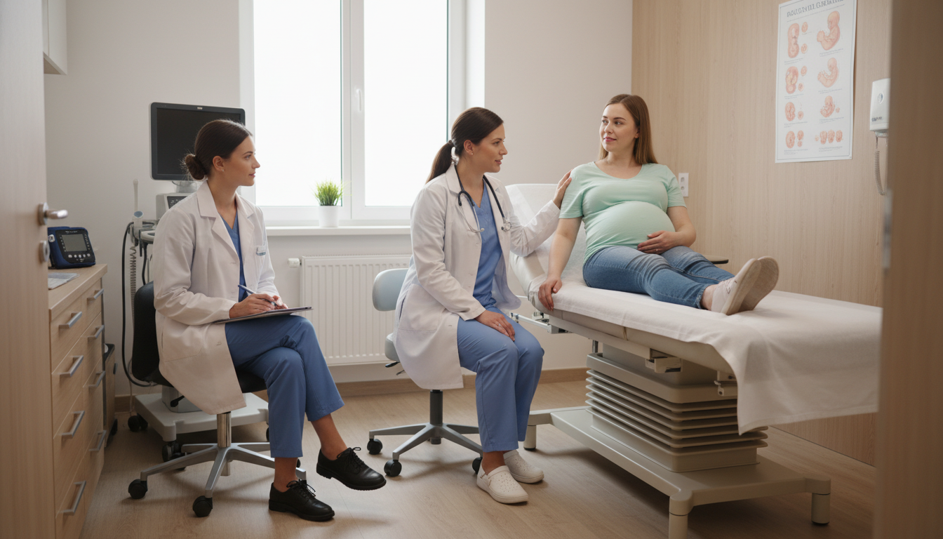 Medical student observing OB GYN physician in outpatient prenatal clinic - OB GYN residency for Medical Shadowing Experience