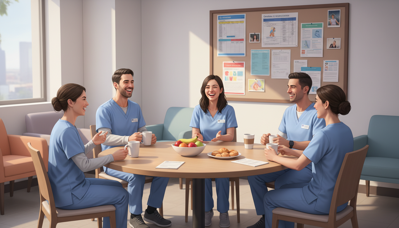 OB GYN residents connecting with peers during a wellness event OB GYN residents connecting with peers during a wellness event - OB GYN residency for Networking in Medicine in Obstetrics &