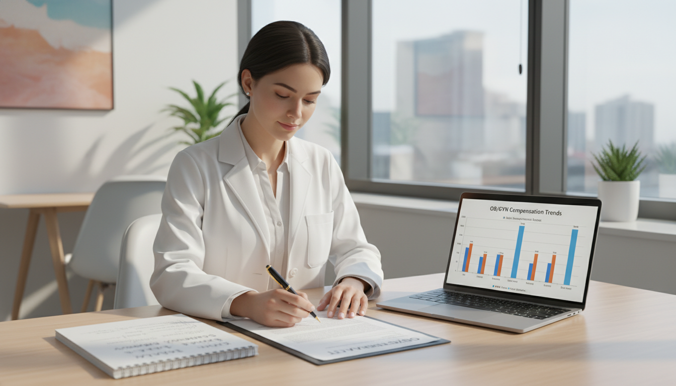 OB GYN physician reviewing employment contract - OB GYN residency for Physician Salary by Specialty in Obstetrics & Gynecolog