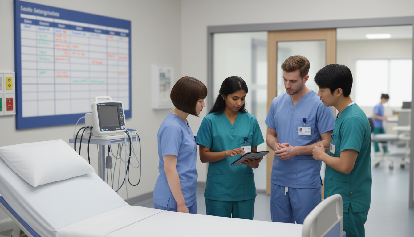 OB GYN residents and medical student on labor and delivery floor OB GYN residents and medical student on labor and delivery floor - OB GYN residency for Pre-Match Communication in Obstetrics
