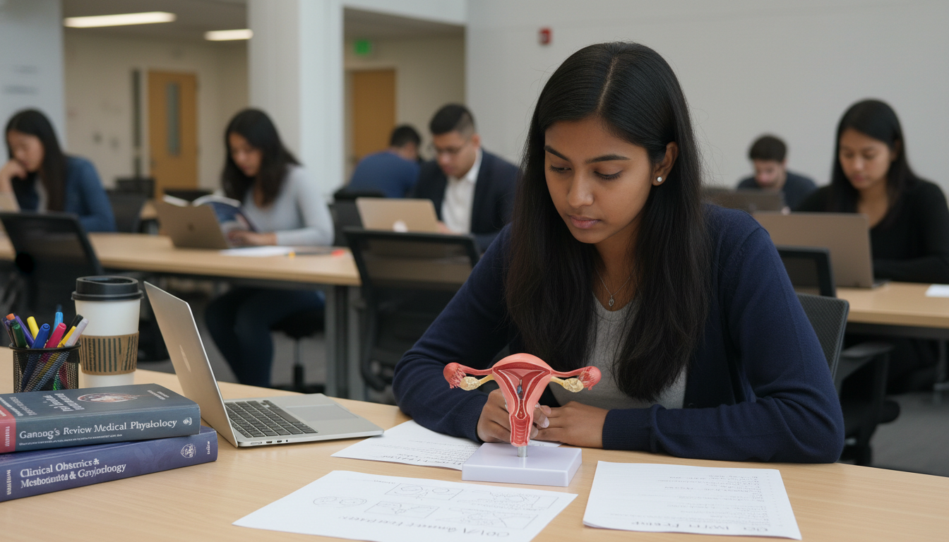 Pre-med student studying reproductive anatomy - OB GYN residency for Pre-Med Preparation in Obstetrics & Gynecology: A Compre