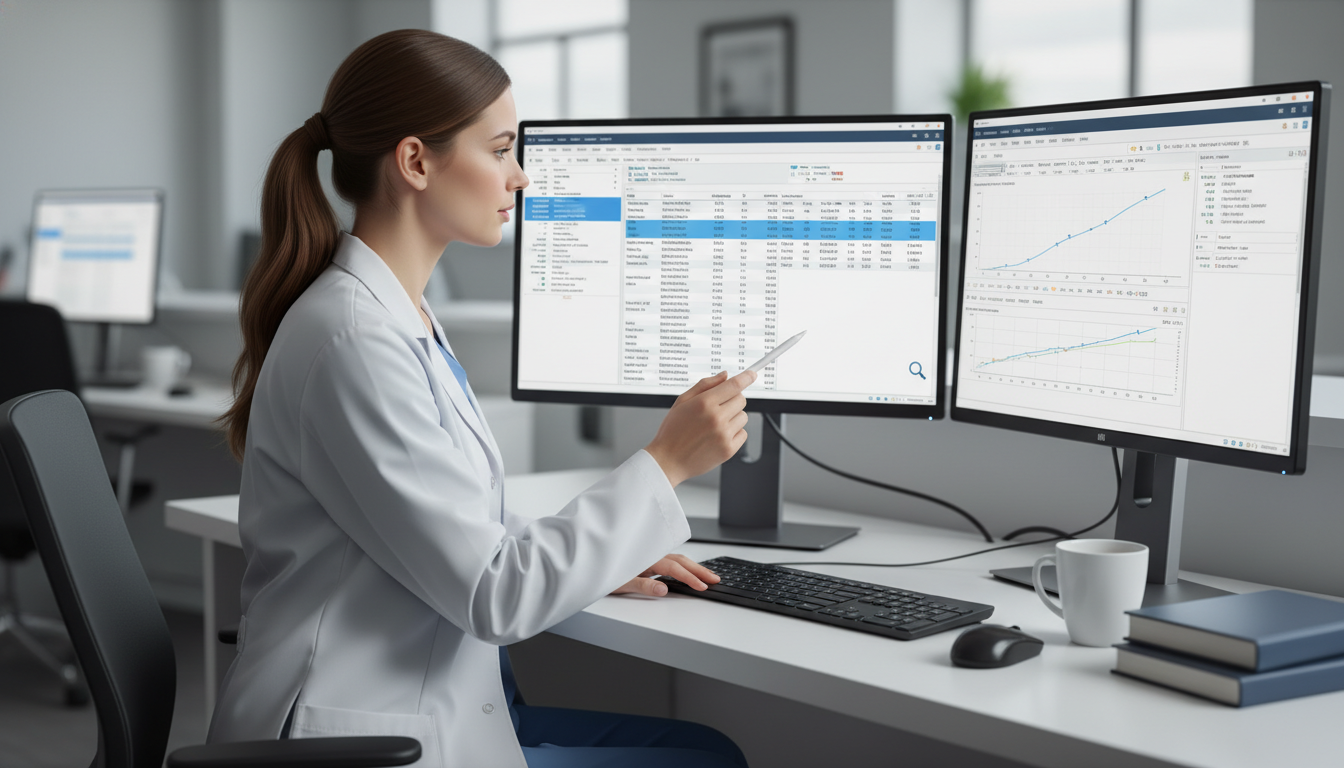 OB GYN resident reviewing patient charts for a clinical research project - OB GYN residency for Research During Residency in