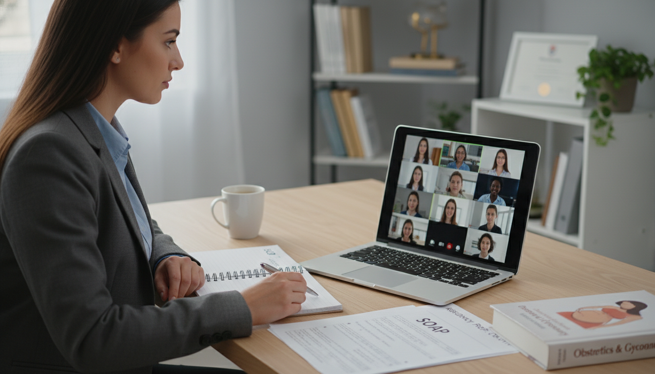 Resident candidate participating in a SOAP interview via video call - OB GYN residency for SOAP Preparation in Obstetrics & G