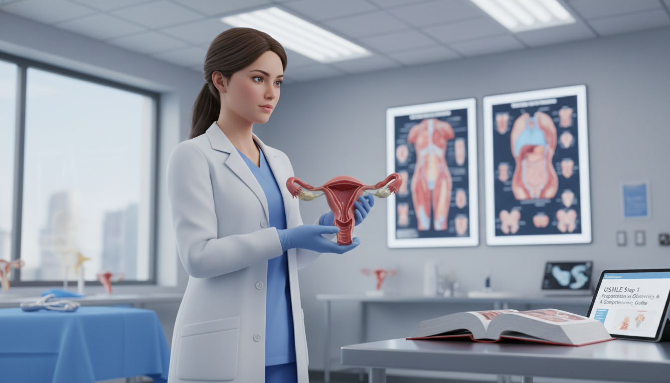 Medical student reviewing reproductive anatomy models Medical student reviewing reproductive anatomy models - OB GYN residency for USMLE Step 1 Preparation in Obstetrics & Gynecol