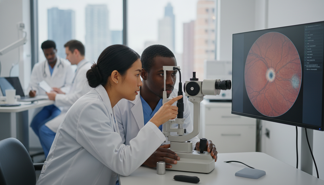 Ophthalmology resident teaching a visiting medical student in clinic Ophthalmology resident teaching a visiting medical student in clinic - ophthalmology residency for Away Rotation Strategy in