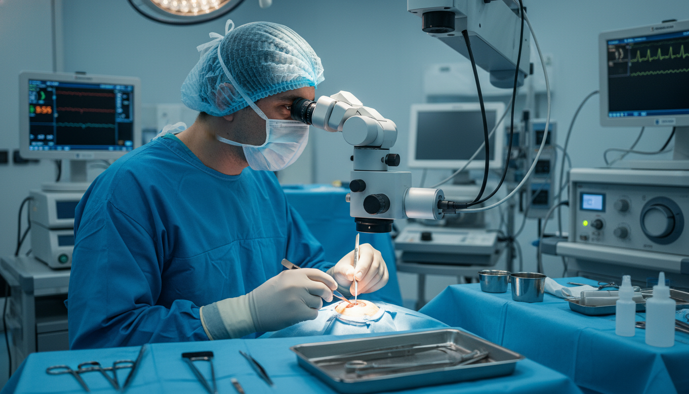 Ophthalmologist performing microscopic eye surgery - ophthalmology residency for Choosing a Medical Specialty in Ophthalmolog