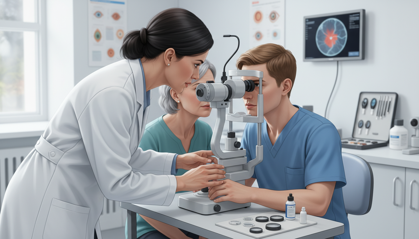 Ophthalmologist teaching medical student slit-lamp exam techniques Ophthalmologist teaching medical student slit-lamp exam techniques - ophthalmology residency for Excelling in Clinical Rotati