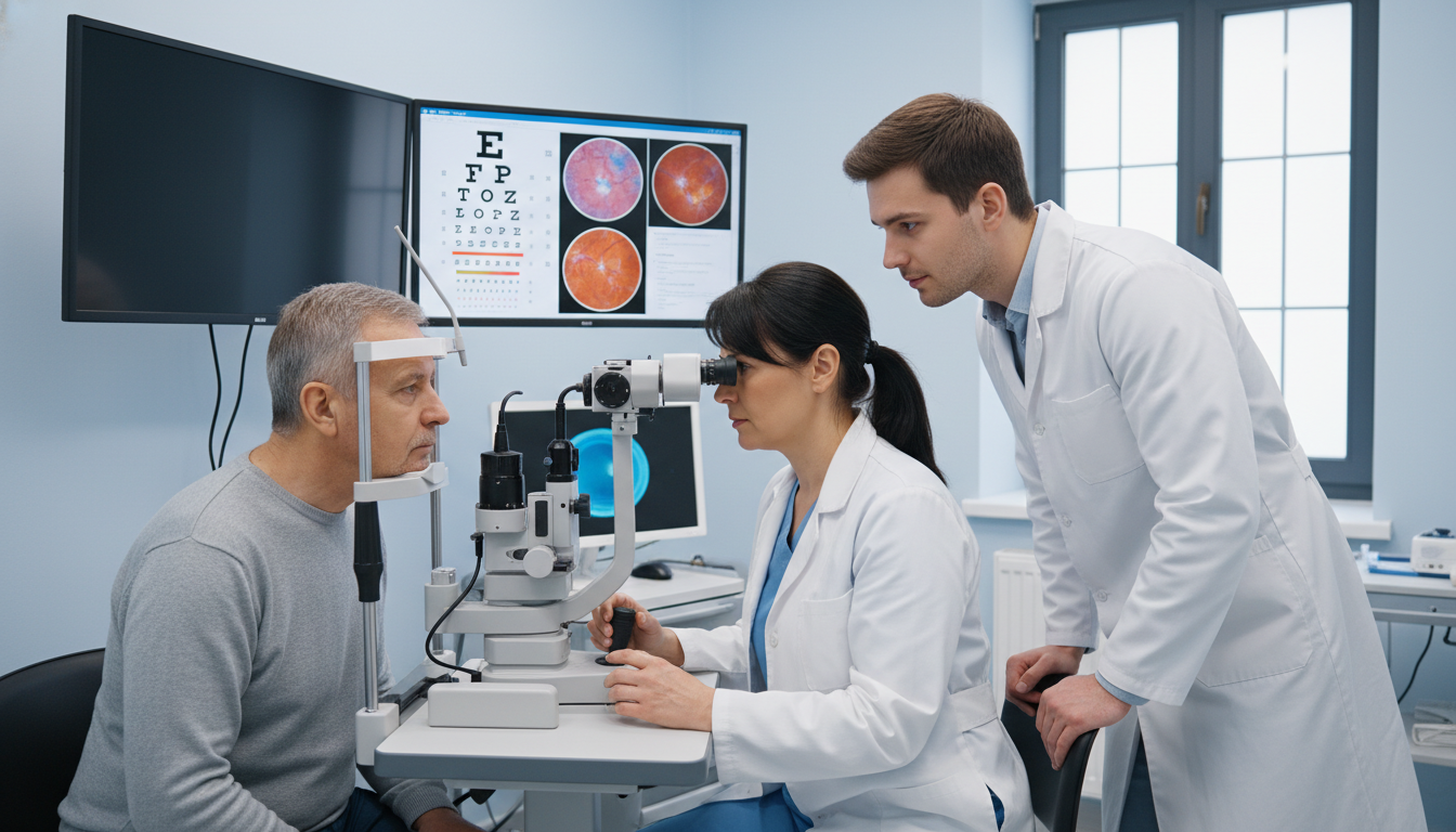 Ophthalmology clinic environment with medical student observing Ophthalmology clinic environment with medical student observing - ophthalmology residency for Medical Shadowing Experience in