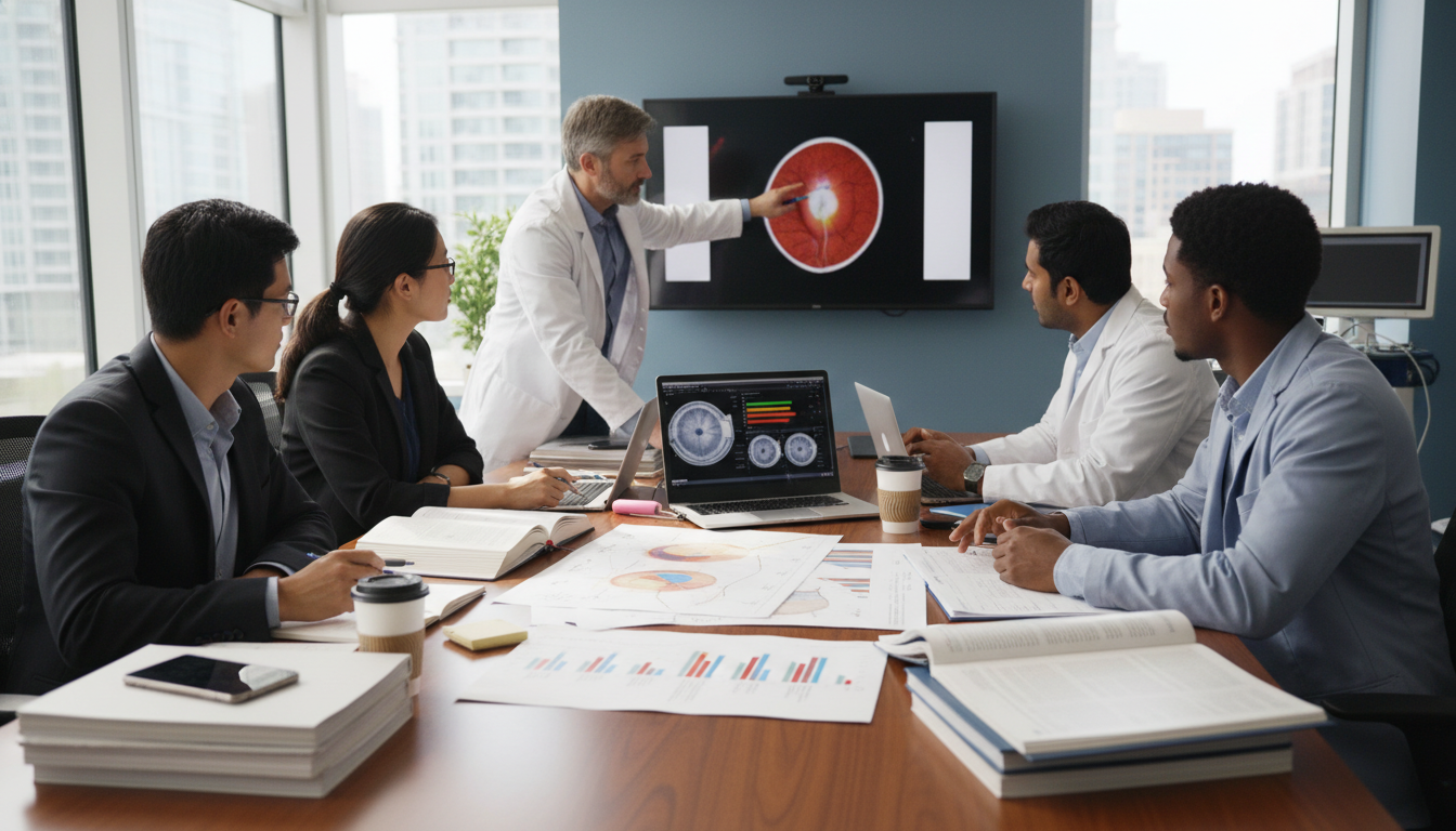 Ophthalmology research team collaborating on data analysis Ophthalmology research team collaborating on data analysis - ophthalmology residency for Research Profile Building in Ophthal