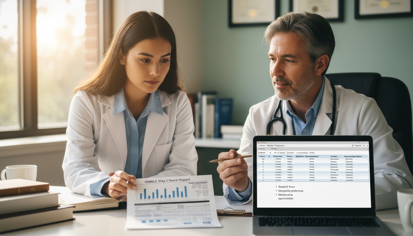 Medical student discussing residency strategy with an advisor - ophthalmology residency for Step Score Strategy in Ophthalmol