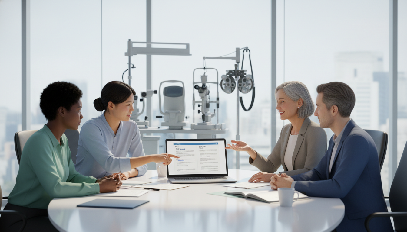 Ophthalmology residents discussing visa options with program coordinator Ophthalmology residents discussing visa options with program coordinator - ophthalmology residency for Visa Navigation for Re